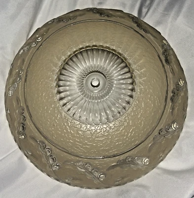 "Cubierta de luz de techo de vidrio tostado Art Deco lámpara pantalla 1930 14"" porcelier"  Foto 1 de 4