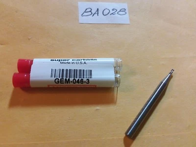  MICRO 100 GEM-46-3 ТВЕРДОСПЛАВНАЯ КОНЦЕВАЯ ФРЕЗА 3FL (0,047 ДЮЙМА X 109») 1,5 oal 2шт - Изображение 1 из 2