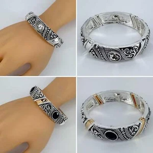 Designer inspired Filigree Stretchable with Glass Stone Bracelet - Picture 1 of 5