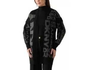 DKNY Long Sleeve Exploded Logo Cardigan Size Large. $65.00 - Picture 1 of 5