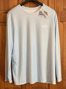 Men's NEW Fish N Vibes Long Sleeve Light-Blue Pullover Shirt - 2XL - Picture 1 of 6