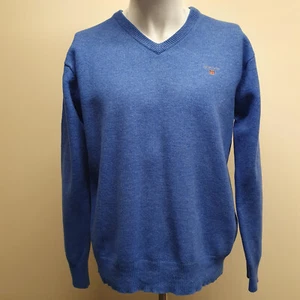 Gant mens blue lambswool tight knit jumper size XL Good condition - Picture 1 of 8