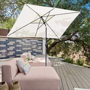 Sekey Aluminium Sonnenschirm Rechteckig 200x300cm Gartenschirm mit Kurbel Creme - Bild 1 von 11