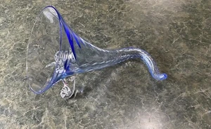 Vintage geschliffenes Glas Kristall Füllhorn Horn mit viel Fuß Vase 12" Herzstück - Bild 1 von 12