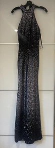 AQUA Women's Ombre Sequined Evening Gown Dress Black Gunmetal Size 6 New - Picture 1 of 8