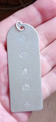 Solid Silver MILLENIUM 2000  Ingot Bookmark / Luggage Tag CARRS of  Sheffield - Immagine 1 di 3