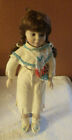 Porcelain Doll Handmade Native American Beaded Outfit W/Stand 16" Tall