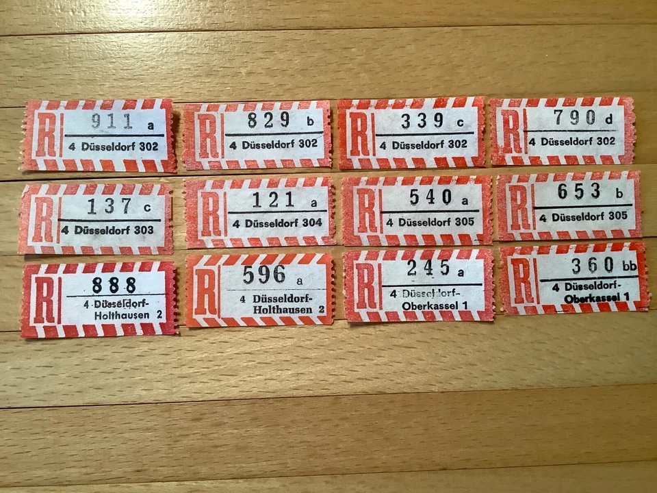 Einschreibezettel 4 Düsseldorf 302,303,304,305 Düsseldorf Holthausen,Oberkassel - Bild 1 von 1