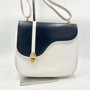 Rare GUCCI Old Gucci Shoulder Bag Saddle All Leather Free Shipping From Japan - Picture 1 of 11
