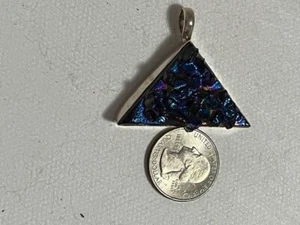 Rainbow Titanium Druzy Pendant Sterling Silver - Picture 1 of 6