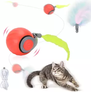 Palla Giocattolo Automatica Ricaricabile per Gatti con Coda, 2 Velocità, Movimento Rapido, Arancione - Foto 1 di 6