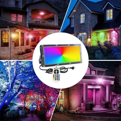 1/2x 50W LED Fluter Außen Strahler RGB Mit Fernbedienung Scheinwerfer Flutlicht - Bild 1 von 4