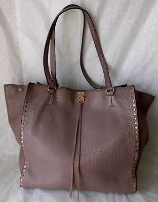 $325 REBECCA MINKOFF DARREN DEEP TAUPE PEBBLED 皮革装饰托特包单肩包 — 第 1/4 张图片