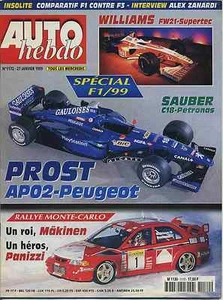 AUTO HEBDO n°1172 27/01/1999 MONTECARLO SPECIAL F1 1999 ALEX ZANARDI - Foto 1 di 1