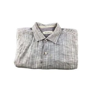 Tommy Bahama Men's Brown/White Striped 100% Linen Short Sleeve Shirt Sz XXL - Picture 1 of 13