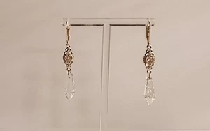 Crystal Drop Earrings, 24k Gold Plated - Picture 1 of 1
