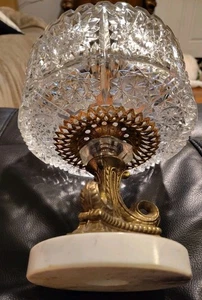 Antique Cut Glass Crystal Bowl with Brass Pedestal and Marble - Picture 1 of 6