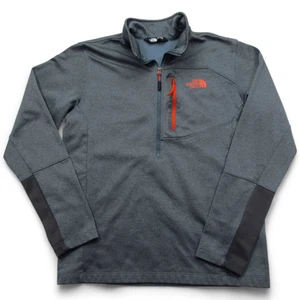 North Face Pullover Mens Large Half Zip Fleece Jacket Outdoor Tech Orange Trim - Picture 1 of 6