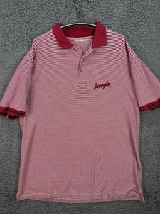 Vintage University Of Georgia Bulldogs Polo Shirt Red White Striped Mens XL - Picture 1 of 8