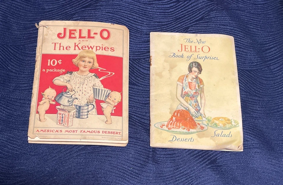 Folleto de recetas JELL-O And The Kewpies 1915 6" y libro de sorpresas JELL-O de 1930 Foto 1 de 4