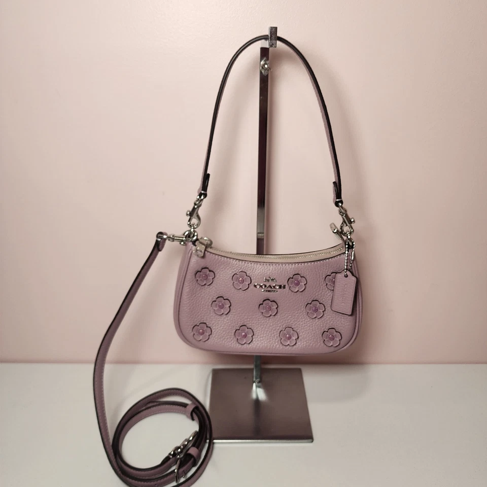 COACH Teri Mini Crossbody Bag With Floral Applique - CAJ98 Silver/Lilac