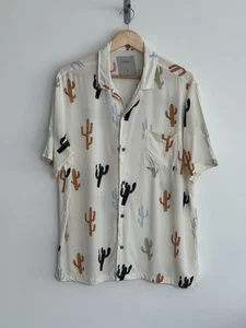 Camisa Percival Manga Corta Vacaciones Estampado Cactus Hawaiano Crema XL - Imagen 1 de 12