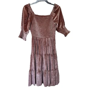 Baltic Born Samtkleid Damen klein Midi gesmokt Whimsigoth Milchmädchen Bauer - Bild 1 von 7