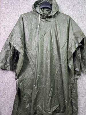 Boy Scout Hooded Rain Poncho One Size Olive Green Snap Sides Military Camping - Image 1 of 4