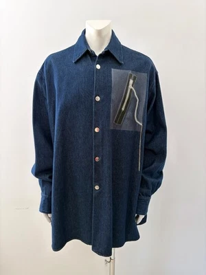 Super Rare Raf Simons SS19 'Big Fit Shirt With Zipper' Blue Denim Men's Size M - Image 1 of 4