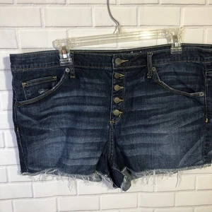 Pantaloncini jeans corti a vita alta filo universale donna taglia 13 bottoni fly denim - Foto 1 di 7