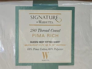 Wamsutta Pima Rich 280 Lenzuola Queen Standard Pallido, Colore - Bianco - Foto 1 di 4