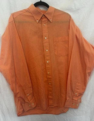 burberry, dress shirt, men, large, orange, button up, pocket, cotton - Image 1 of 3