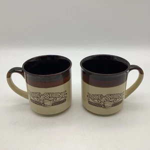 Hardee’s Rise And Shine 1984 & 1986 2er Set glasiert braun Diner Kaffeetassen Tassen - Bild 1 von 12