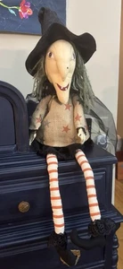 Halloween Primitiver Stil Stoff Hexe Puppe Regal Sitter - Bild 1 von 17