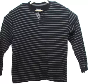 Basic Editions Men's Extra Large Tall Black & Gray Striped Pullover Sweater - Picture 1 of 10