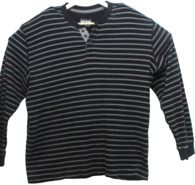 Basic Editions Men's Extra Large Tall Black & Gray Striped Pullover Sweater - Image 1 of 4