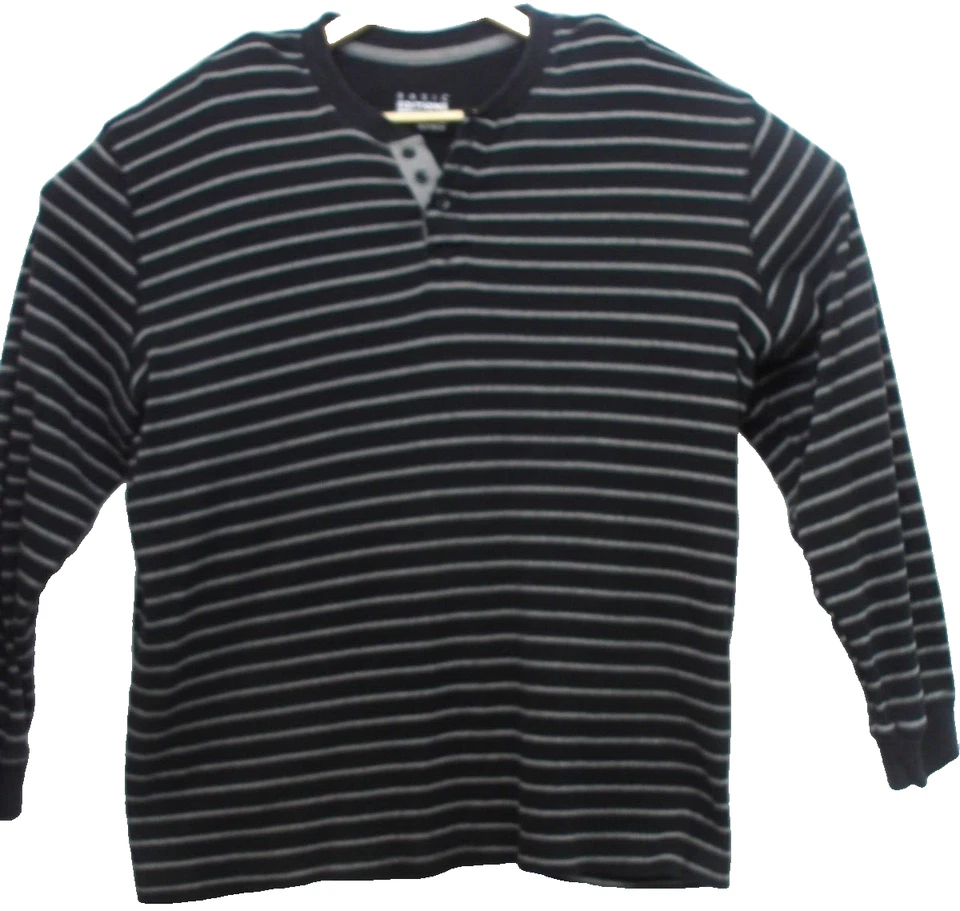 Basic Editions Men's Extra Large Tall Black & Gray Striped Pullover Sweater - Image 1 of 4