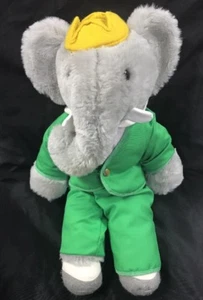 Vintage 17" Babar Plush Elephant Character Eden Toys 80’s Green Suit - Picture 1 of 7