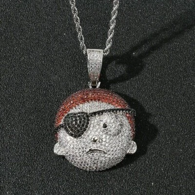 Colgante Morty Hip-Hop para hombre rubí rojo brillante, ónix negro y diamantes creados en laboratorio Foto 1 de 4