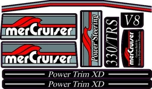 MERCRUISER THE NEW BEST QUALITY RED MOST COMPLETE TRS W/GRAY RAMS STICKER SET - Picture 1 of 1