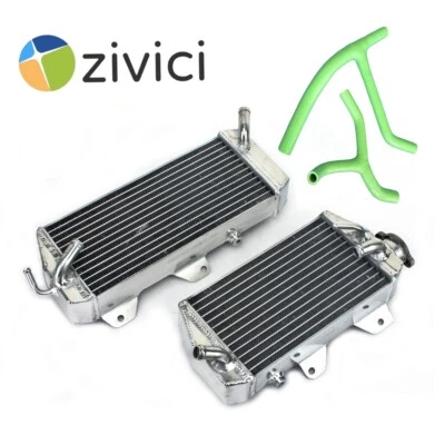 Radiador de alumínio + mangueira verde para Kawasaki 2006-2008 KX450F / 2008 2009 KLX450R - Imagem 1 de 4