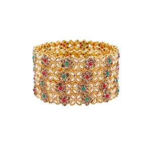 Indian Bollywood Multi Color Gold Plated Bridal Party Fashion Jewelry Bangle - Picture 1 of 4