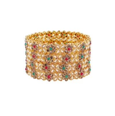 Brazalete indio Bollywood enchapado en oro multicolor fiesta nupcial moda joyería Foto 1 de 4