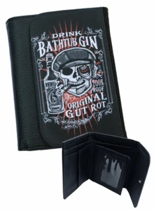 DARKSIDE Faux Leather Wallet: BATHTUB GIN: skull alcohol gothic horror fan gift - Picture 1 of 6