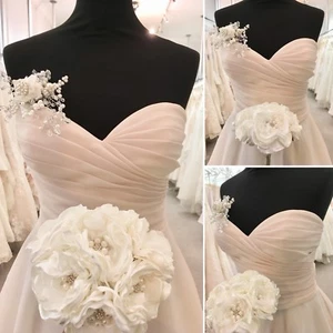 Hochzeit Braut Brosche Blumenstrauß Vintage Stil Elfenbein Satin Blumen Unikat Handarbeit - Bild 1 von 12