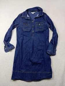 Boden 'Lola' Womens 4R Denim Blue Jean Shirt Dress Side Pockets Buttons Boho - Picture 1 of 12
