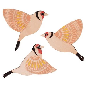 Set Of 3 Wooden Yellow Hummingbird 6" Hanging Wall Fly Across Decor For Living R - Picture 1 of 7