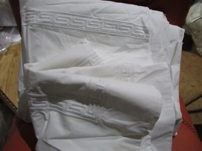 Williams Sonoma Chambers Llave Griega Completa Reina Edredón 1 Falsa Blanco Foto Muestra Foto 1 de 4