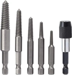Set 5 Pezzi punte da trapano per estrattore viti danneggiate codolo esagonale  - Foto 1 di 9