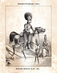 c1850 Reitende Batterie No.18. 1815 Preußische Armee Artillerie Lithographie - Imagen 1 de 1